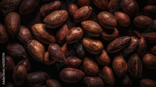 Dried Kola Nuts background. Food backdrop. Generative AI