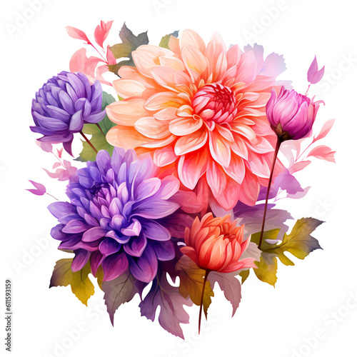 Flowers Watercolor Clip Art  Watercolor Sublimation Design  Watercolor Flowers Bouquet