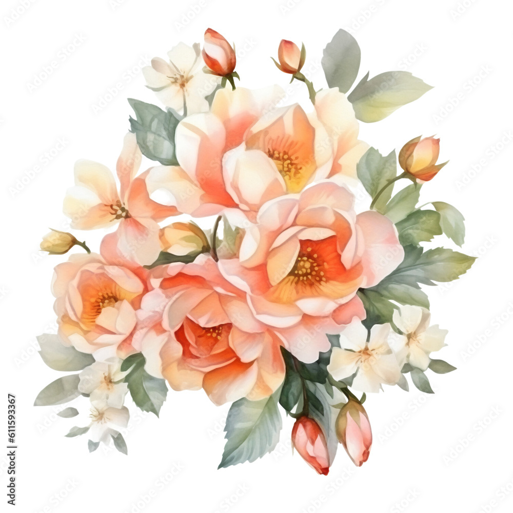 Flowers Watercolor Clip Art, Watercolor Sublimation Design, Watercolor Flowers Bouquet