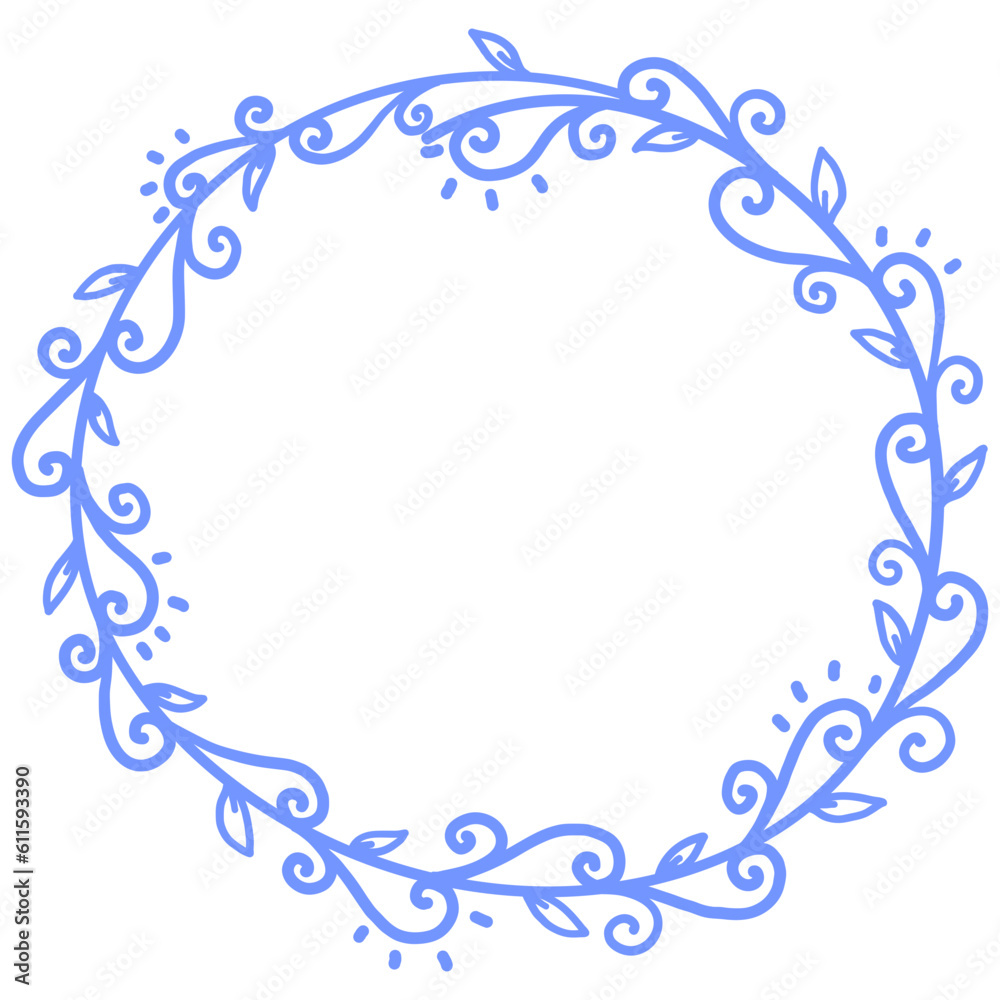 Pastel Hand Drawn Flower Circle Frame Pastel Hand Drawn Flower Circle Frame