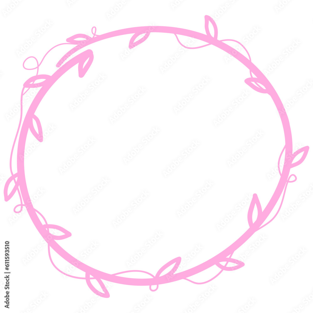 Pastel Hand Drawn Flower Circle Frame Pastel Hand Drawn Flower Circle Frame