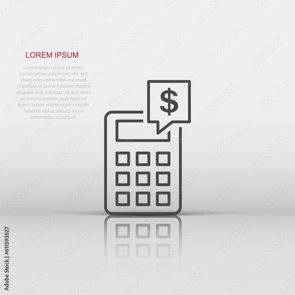 Money calculation icon in flat style. Budget banking vector illustration on white isolated background. Financial payment business concept. Money calculation icon in flat style. Budget banking vector illustration on white isolated background. Financial payment business concept.