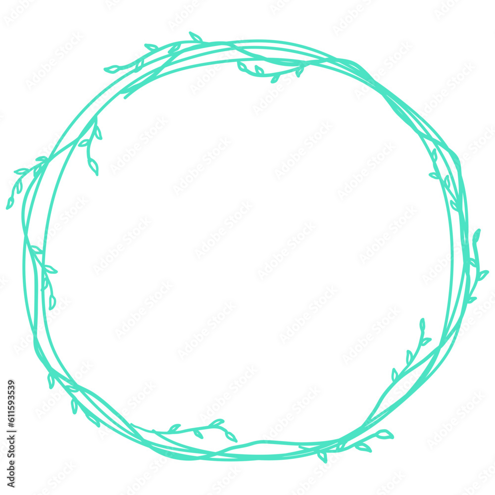 Pastel Hand Drawn Flower Circle Frame Pastel Hand Drawn Flower Circle Frame