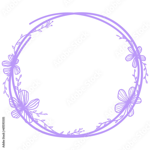 Pastel Hand Drawn Flower Circle Frame