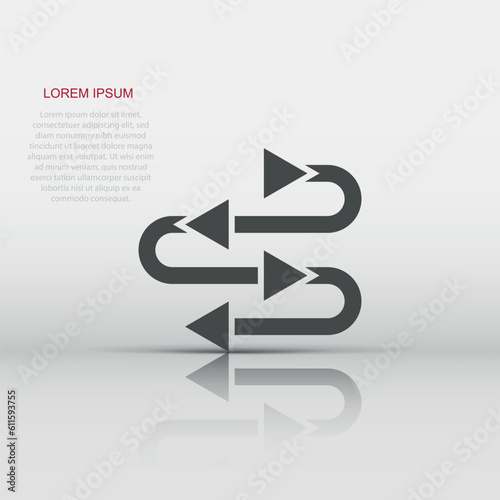 Arrow growth icon in flat style. Evolution vector illustration on white isolated background. Process organization business concept.