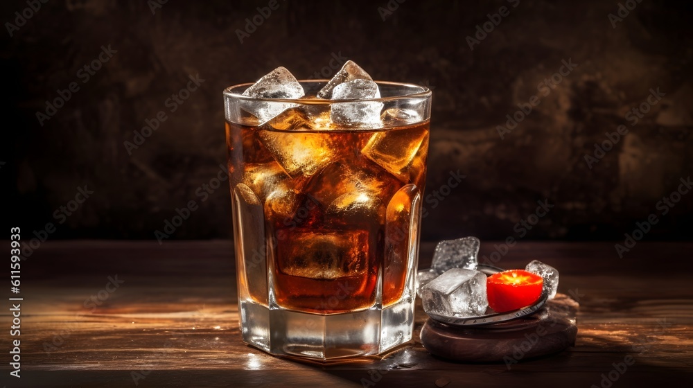 Glass of cold cola. AI generated. Glass of cold cola. AI generated.
