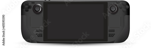 Set of console game device handheld portable black color illustration