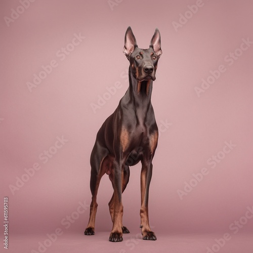 doberman in full length, photography, studio photo. AI generated.