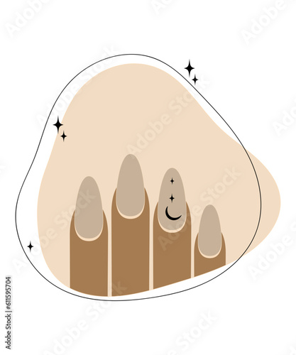 Manicure nails beauty logo bohemian aesthetics vector illustration