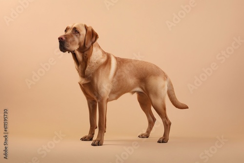 Labrador Retriever in full length, photography, studio photo. AI generated.