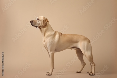 Labrador Retriever in full length, photography, studio photo. AI generated.