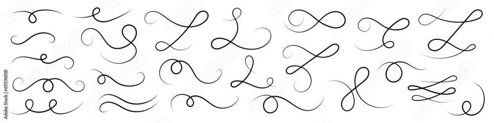 Flourishes, swirls, decorative elements vector collection.
