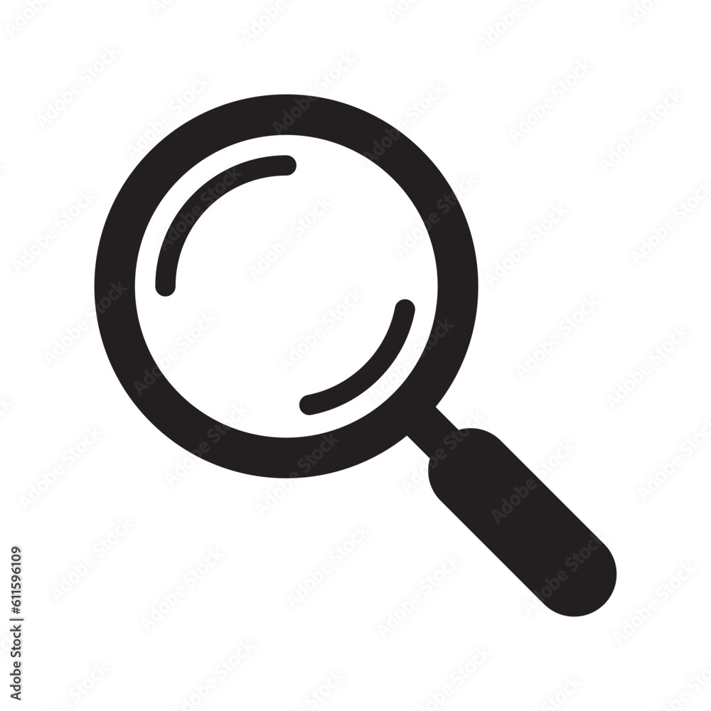 Magnifying glass icon, magnifier or loupe sign. Magnifying glass icon, magnifier or loupe sign.