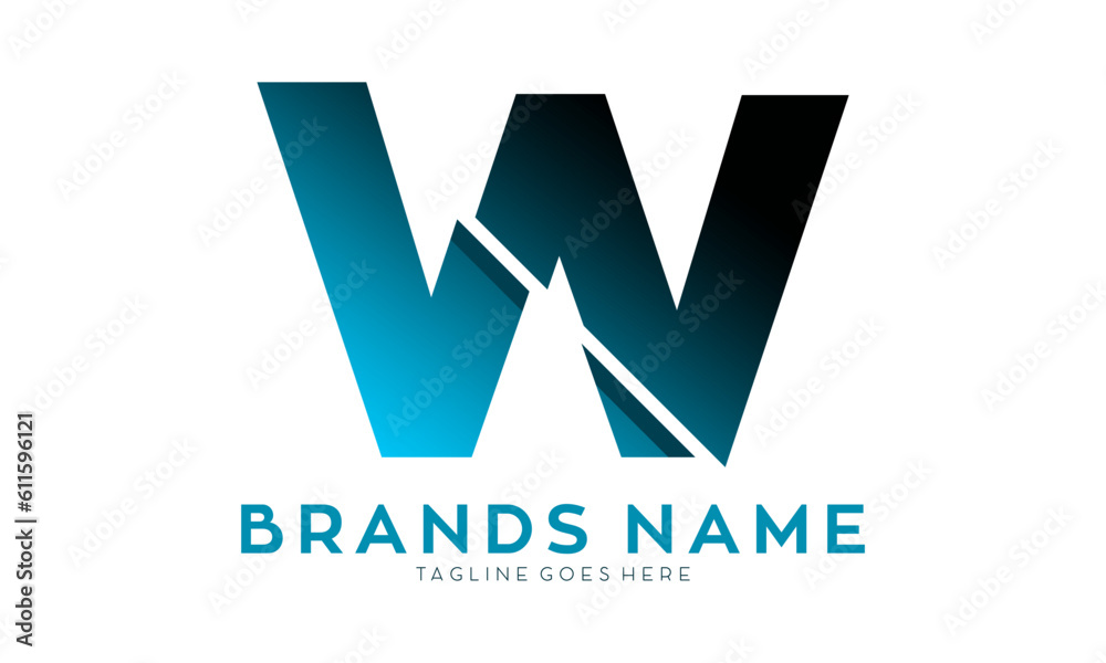 Letter W alphabet with fracture effect vector logo Letter W alphabet with fracture effect vector logo
