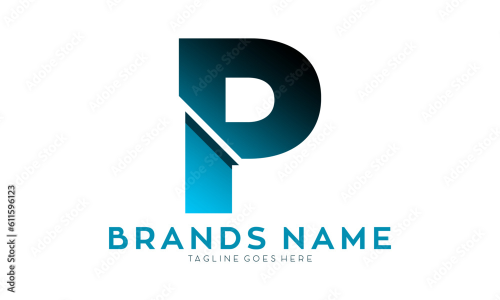 Letter P alphabet with fracture effect vector logo Letter P alphabet with fracture effect vector logo