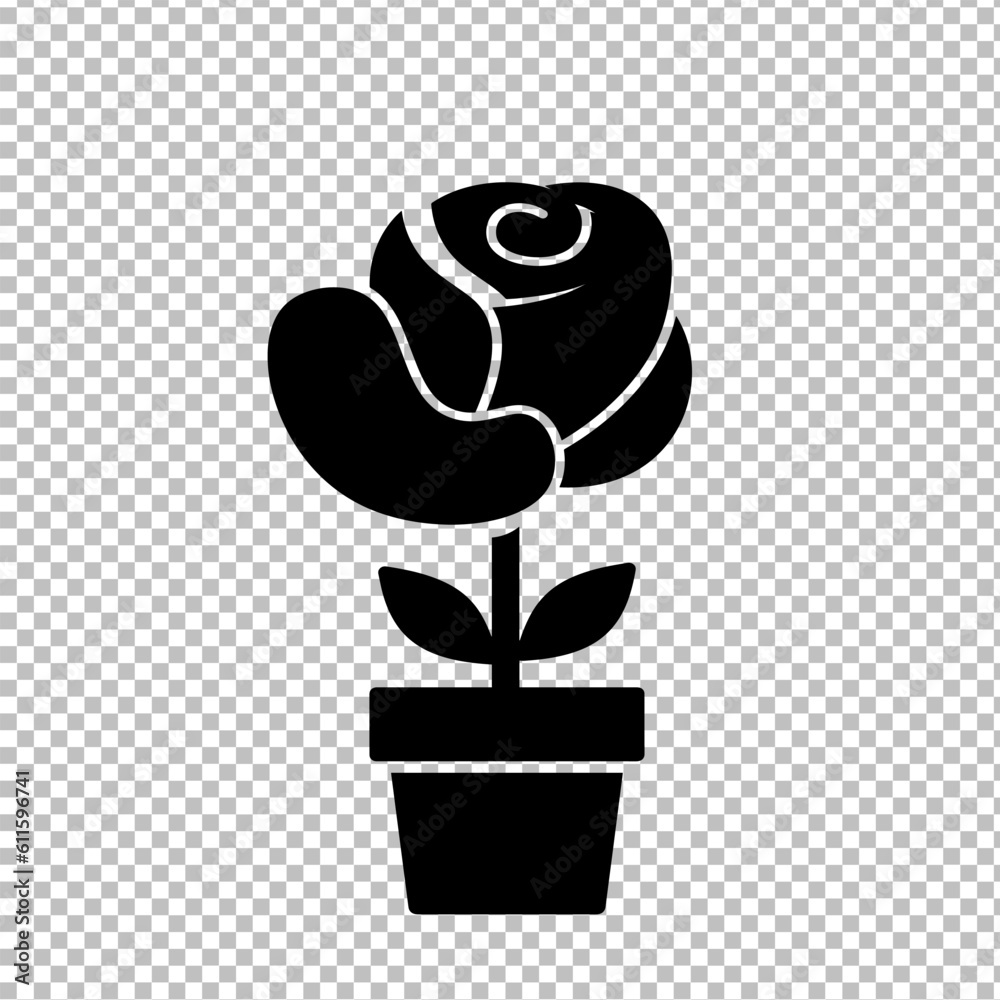 Flat Rose flower icon. Simple illustration of rose flower icon for web design isolated on transparent background Flat Rose flower icon. Simple illustration of rose flower icon for web design isolated on transparent background