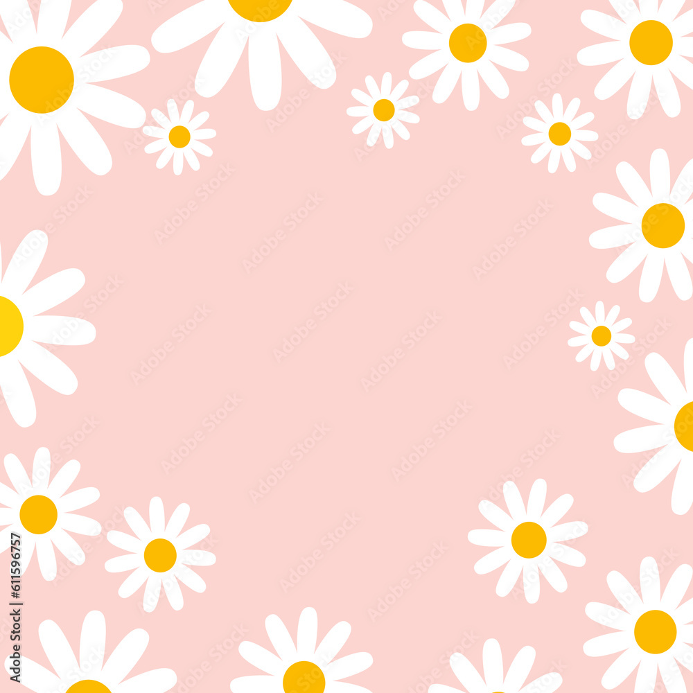 daisy frame cute color pastel for kid, paperprint 