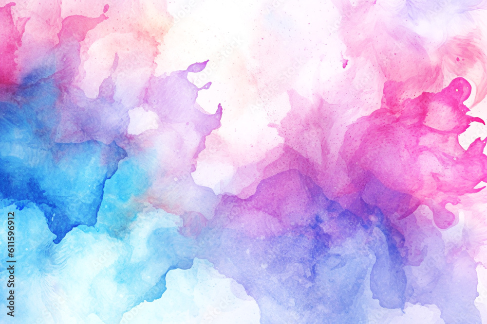 Watercolor abstract blue purple and light pink background. AI generated