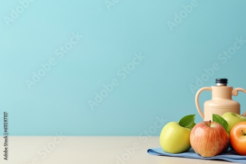 Health day background fruits. Generate Ai