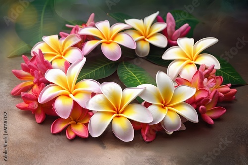 Hawaii garland flowers party. Generate Ai