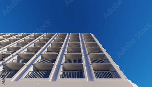 View of hotel building with sky scene 3d rendering modern building wallpaper backgrounds