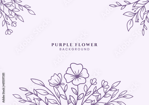 Wallpaper Mural Beautiful Hand drawn Purple flowers and leaves on white background for wedding invitation or engagement or greeting card Torontodigital.ca