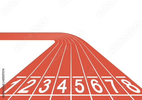 Running Track or Athlete Track. Vector Illustration Isolated on White Background. 
