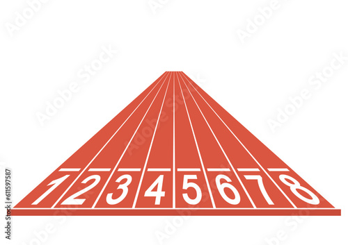 Running Track or Athlete Track. Vector Illustration Isolated on White Background. 