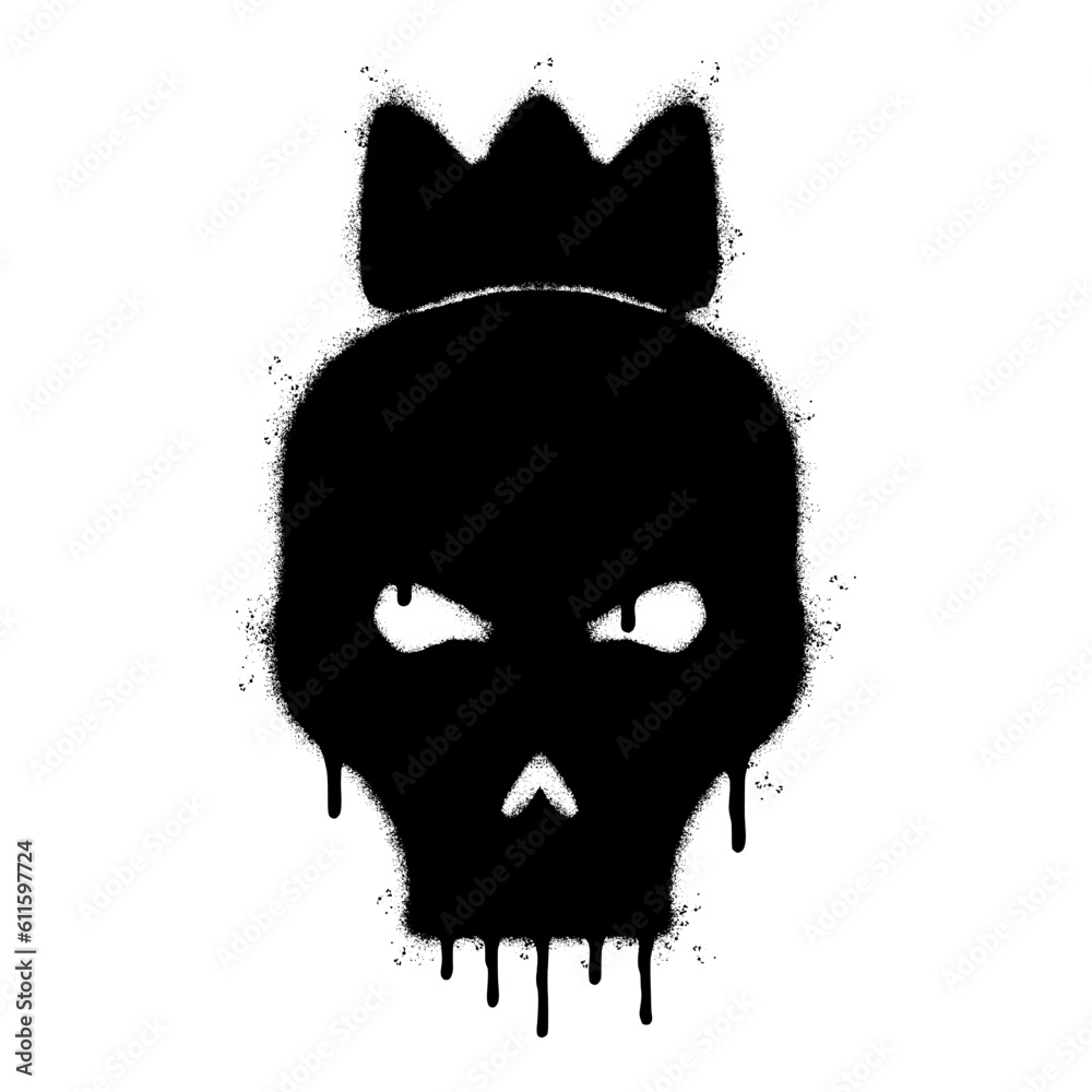 Spray Painted Graffiti skull in the crown icon Sprayed isolated with a white background. Spray Painted Graffiti skull in the crown icon Sprayed isolated with a white background.
