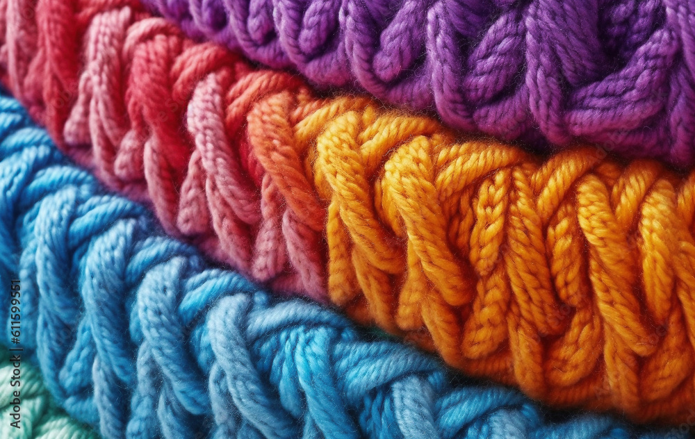 Colorful knitting texture, created with generative AI