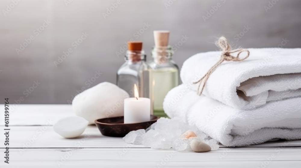 Beauty treatment items for spa procedures. Generative AI