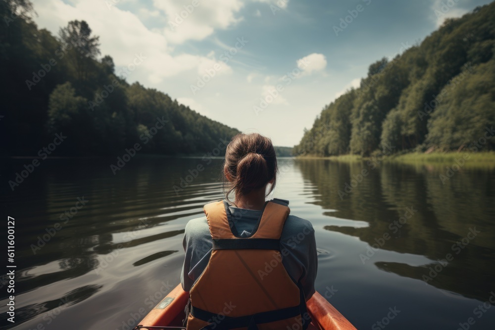 Kayaking woman river sport. Generate Ai