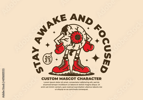 Mascot character illustration of a eye ball in a cocky style