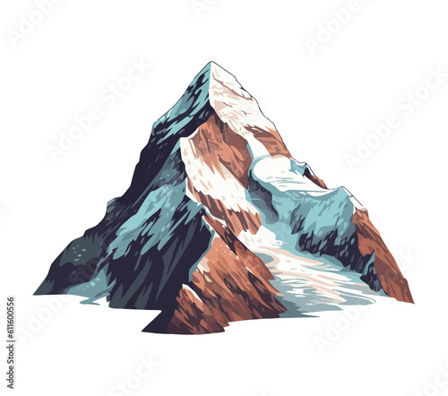 Mountain peak, snow and ice adventure