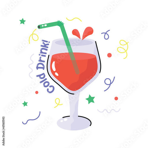 Check this beautifully designed vector of cold drink in modern style, fresh juice concept