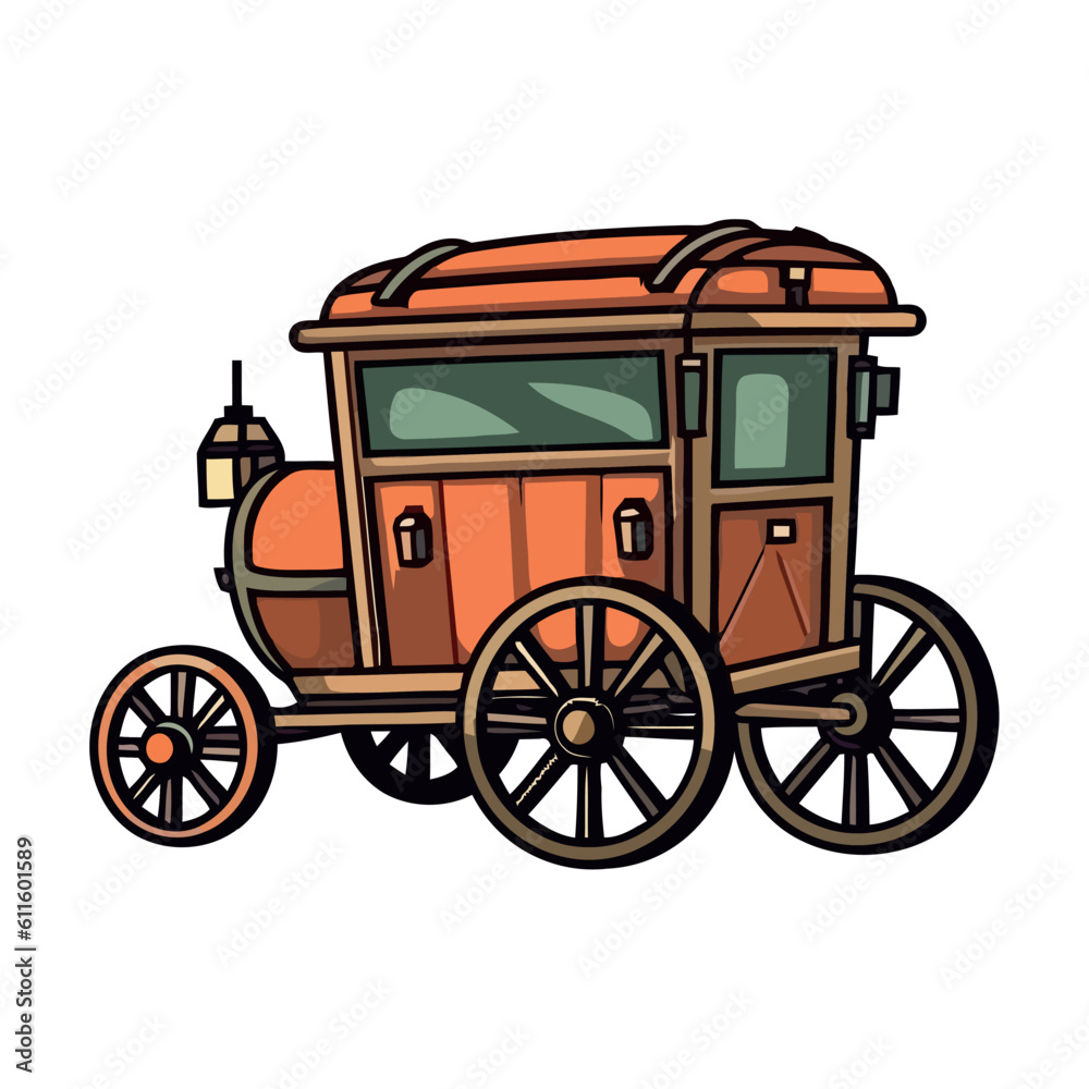 An antique horse cart, a rustic journey An antique horse cart, a rustic journey