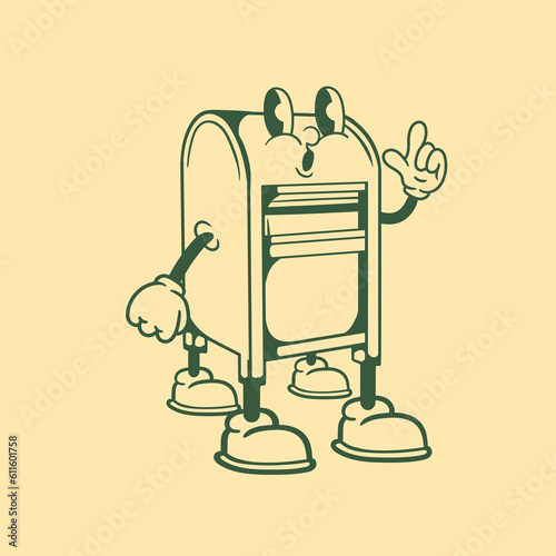 Vintage character design of mail post box