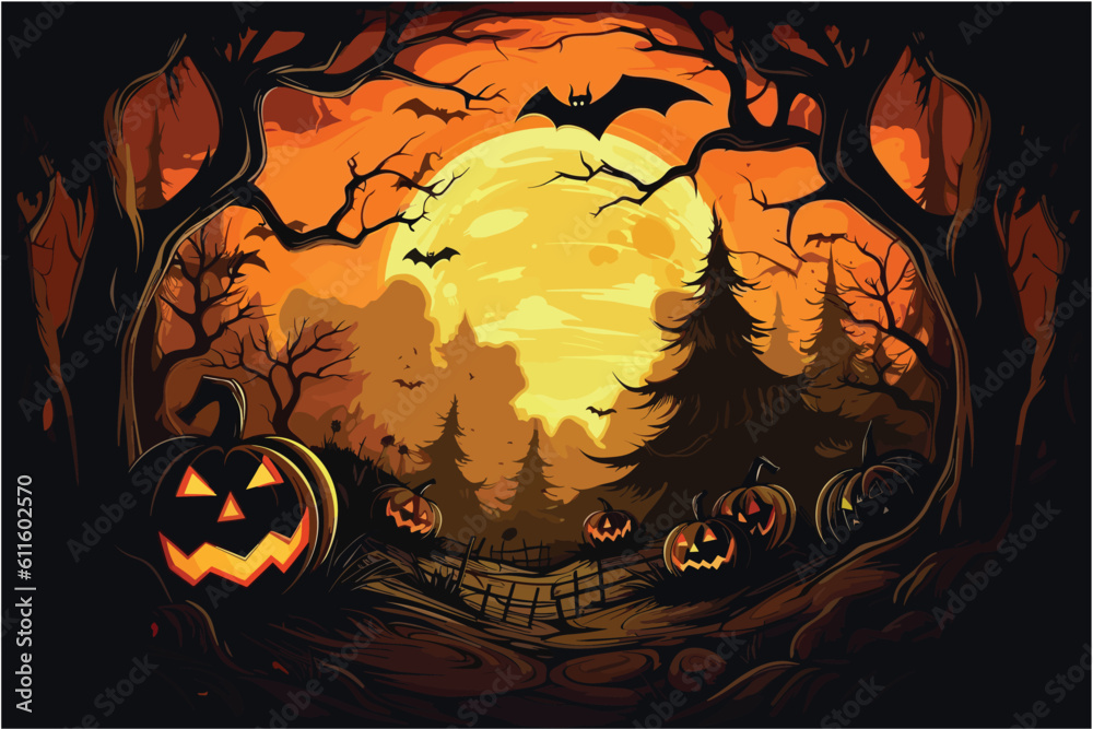 Halloween Background, Illustrator Vector, pumpkin.