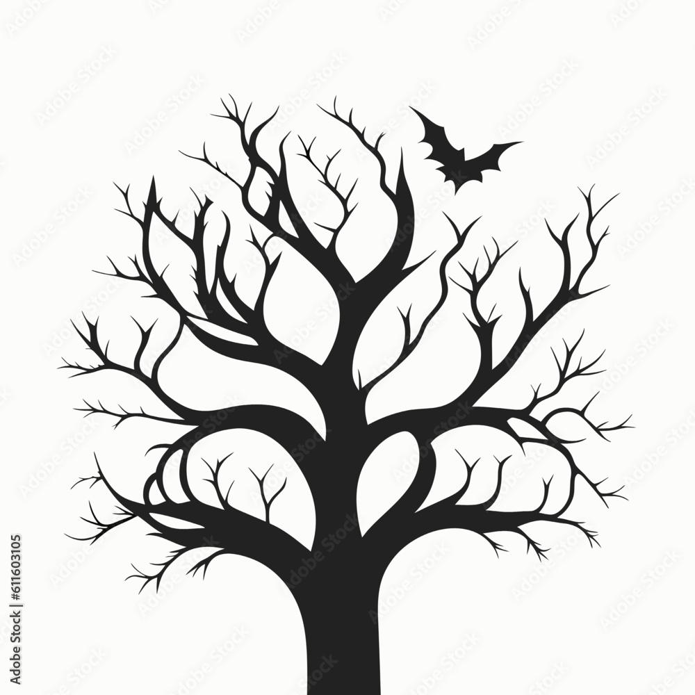 Halloween tree with bats isolated on white background. Vector illustration. Halloween tree with bats isolated on white background. Vector illustration.