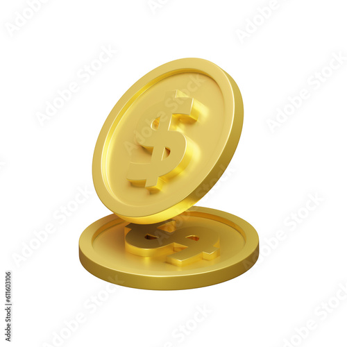 3d render gold coin . transparent gold coin 3d rendering