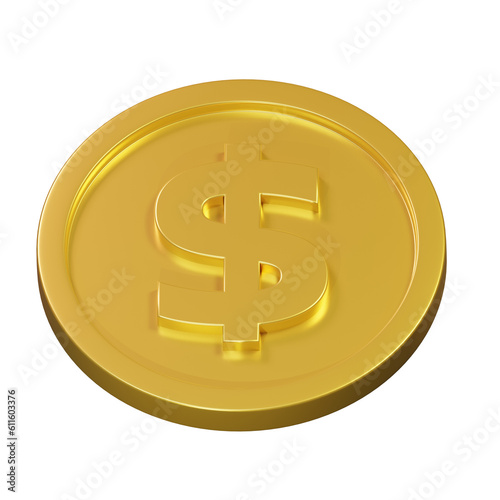 3d render gold coin . transparent gold coin 3d rendering