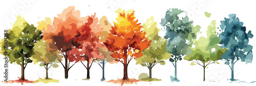 Tree watercolor style vector illustration, set of graphics trees elements drawing for architecture and landscape design, elements for environment and garden © gfx_nazim