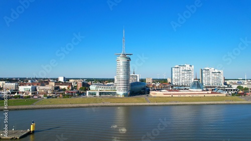 Bremerhaven - Hotel Sail City Aerial view with the drone of the skyline of Bremerhaven
