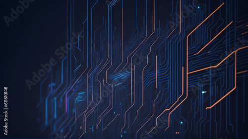 Circuit board technology background. Abstract 3d rendering illustration of circuit board.