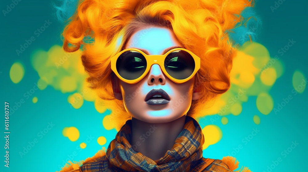 Fototapeta premium Pop Art Psyche Woman, Photography, and Fashion Unleashed created with generative ai