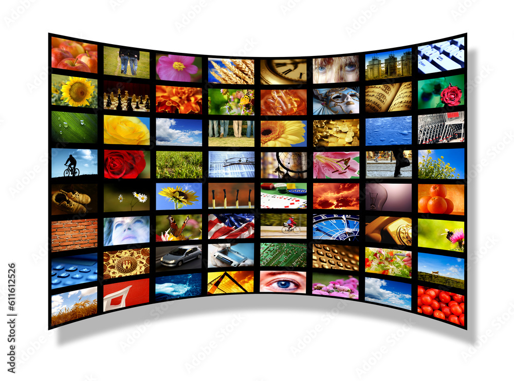 wall of screens, streaming online concept wall of screens, streaming online concept
