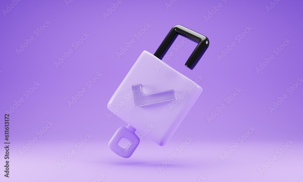 3d rendering unlock icon isolated on purple background. 3d illustration 3d rendering unlock icon isolated on purple background. 3d illustration