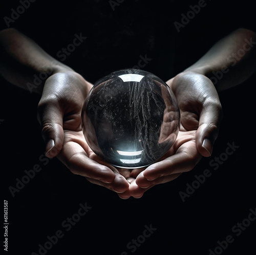 A Crystal Ball Resting in the Palms of a Person's Hands Generative AI