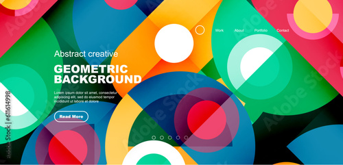 Simple circles and round elements pattern. Minimalist design geometric landing page. Creative concept for business, technology, science or print design