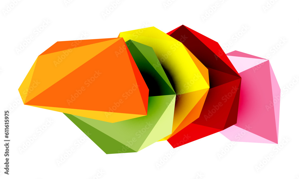 Abstract low poly stone design. Geometric 3d vector design element Abstract low poly stone design. Geometric 3d vector design element